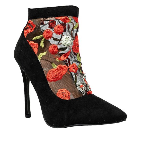 Chase & Chloe Betsy Embroidered Mesh Pump - Picture 2 of 5